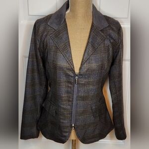 Arista Limited Edition Charcoal Plaid Equestrian Women's Blazer Size M